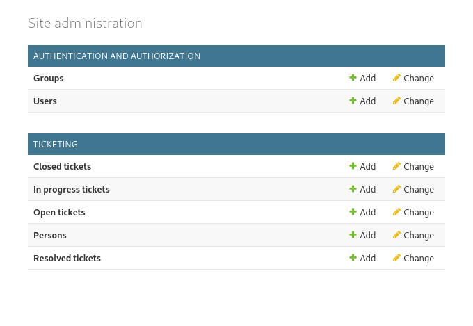 Admin panel